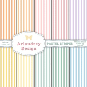 Stripes digital paper, pastel digital paper, seamless stripe pattern, striped background, striped scrapbook paper, pastel baby digital paper
