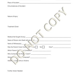 Accident Report Form, Printable, Form, Daycare, Editable, Childcare ...
