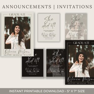 Danksagungen, Einladungen & Dankeskarten | Bearbeitbares Grad Party Bundle | Druckbare Klasse von 2025 Vorlage | Sofort Download