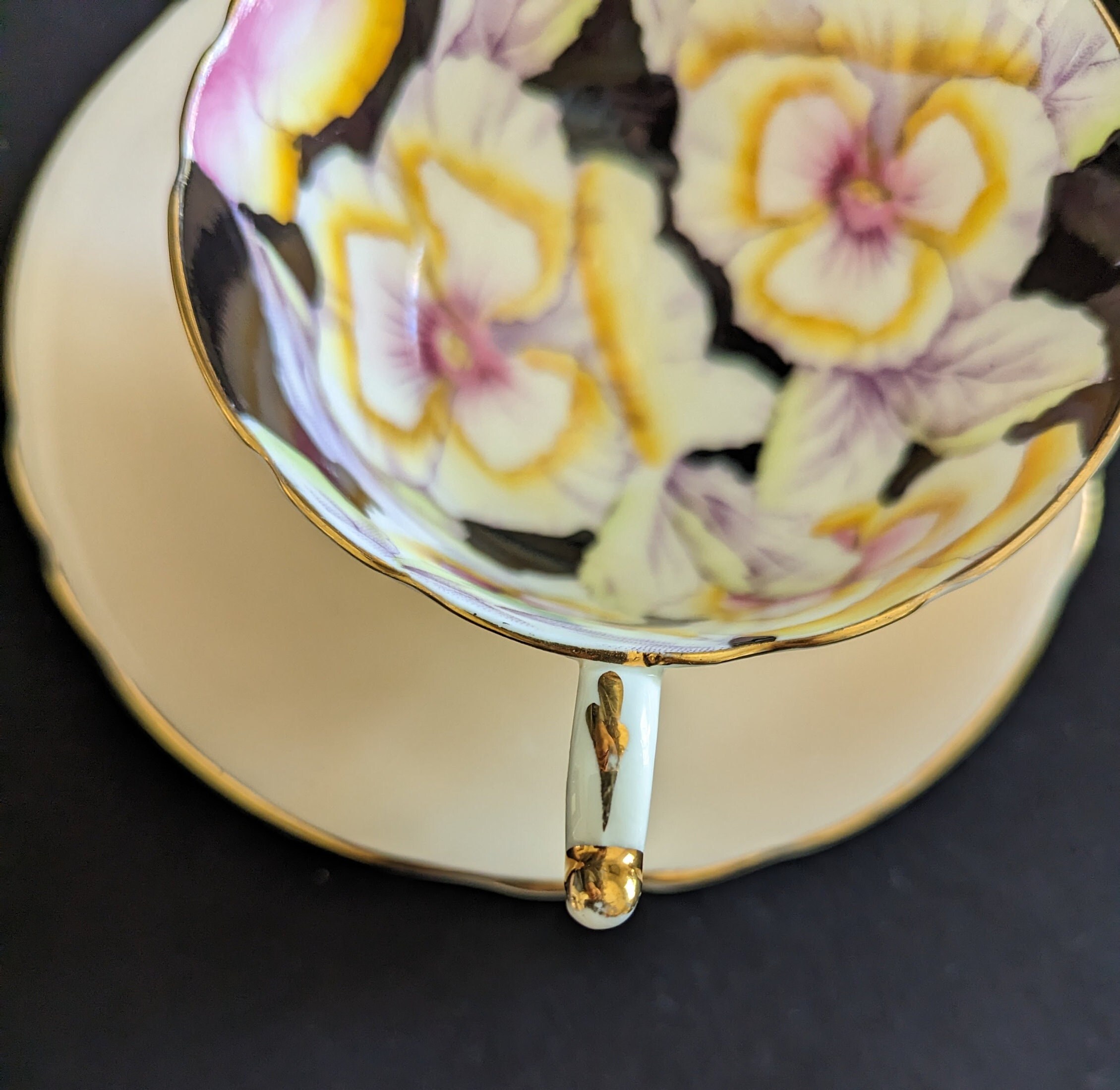 Vintage Paragon Teacup, Art Deco Teacup, Paragon Pansies, Paragon Hand
