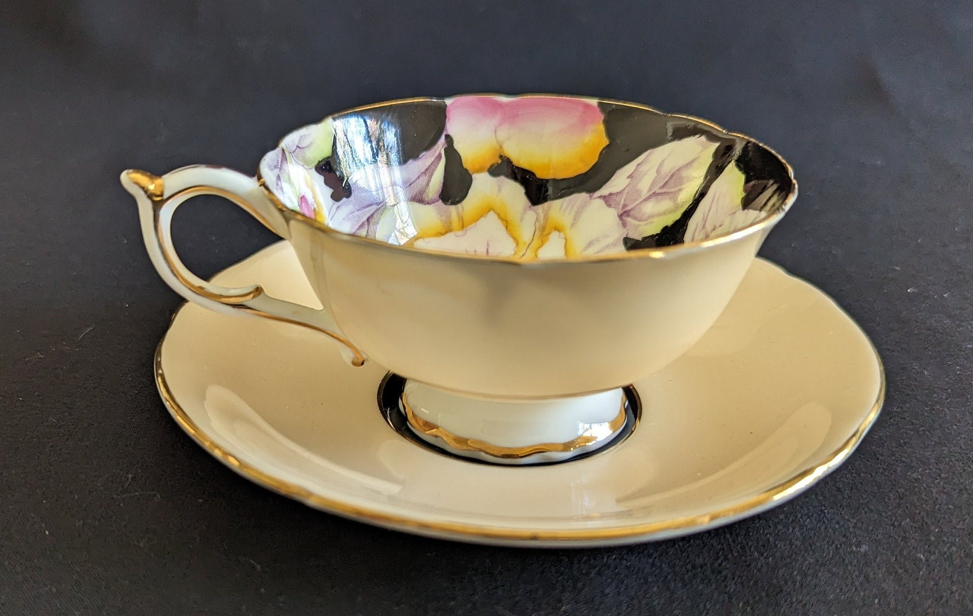 Vintage Paragon Teacup, Art Deco Teacup, Paragon Pansies, Paragon Hand