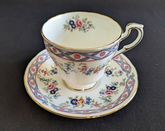 vintage Paragon Teacup & Saucer Set Bow Pattern Lattice Ribbon Fines sprays floraux Doré Angleterre rétro douche cadeau jardin tea party