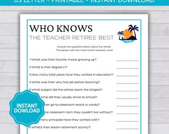 Lehrer-Party-Spiel, wer kennt den Lehrer Rentner am besten, dies oder das haben sie je, printable PDF