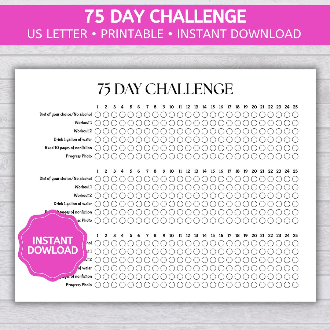 75 Day Challenge, Habit Tracker, Fitness Log, Weight Loss Journal, Goal ...