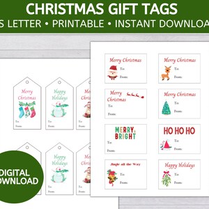 Christmas Gift Tags, Gift Tags, Vintage Christmas Gift Tags, Print and Cut Gift Tags, Printable PDF, Instant Download