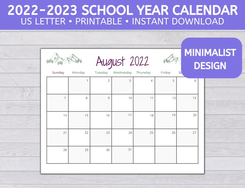 2022 2023 School Year Calendar Minimalist Design Printable - Etsy 2022 2023 School Year Calendar Minimalist Design Printable - Etsy