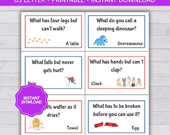 Kids Lunchbox Jokes, Lunch Box Notes for Kids, School Jokes, Classroom Jokes, Lunchbox Joke Cards, Printable PDF