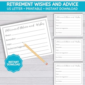 Ruhestand Rat und Wunschkarten, Ruhestand Wunschschild, Ruhestand Bucket List Ideen, Ruhestand Party gut Wunschkarten, druckbare PDF