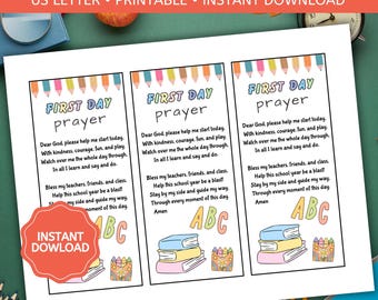 Back to School Prayer, First Day of School Prayer, School Prayer Bookmark, School Prayer Lunch Note, Prayer Tag, Prayer Card, Printable PDF