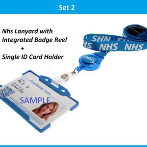 NHS Lanyard Set with Metal Clip OR Integrated Badge Reel & ID Card Holder