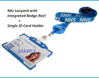 NHS Lanyard Set with Metal Clip OR Integrated Badge Reel & ID Card Holder