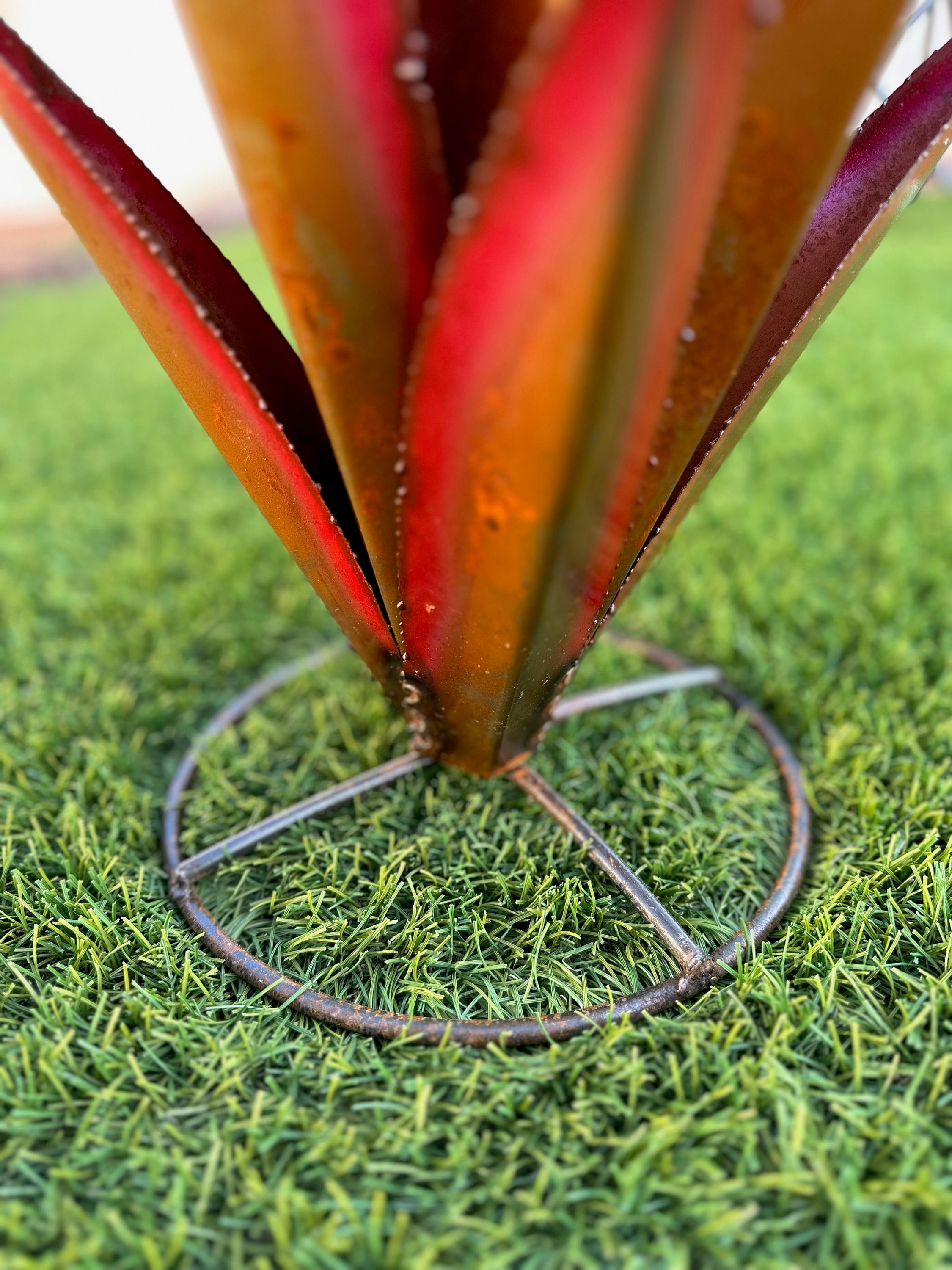 Garden Decor Outdoor Rustic Red Metal Agave Yard Art, Handmade Cactus