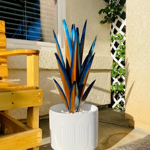 Metal Agave Yard Art | Garden Outdoor Decor |Cactus Rustic Art Sculpture | Handmade Desert Ornament