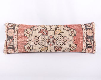 Oreiller Kilim turc tissé à la main, oreiller de tapis turc, Kilim lombaire, housse d’oreiller 12x36, oreiller décoratif, décor Boho, housse de coussin