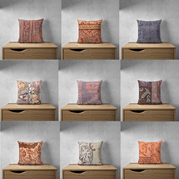 Decorative kilim pillows, Oriental pillow, Boho pillows, Couch pillows, Kelim kissen, Anatolian kilim pillow, 16x16 pillow cover, SET A