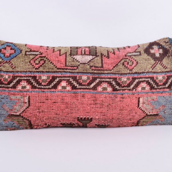 Bohemian Kilim Pillow, 10x24 Turkish Kilim Pillow, Decorative Throw Pillow, Boho Accent Pillow, Tribal Sofa Pillow, Kilim Cushion Cover