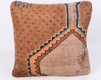 kilim Pillow, Turkish Carpet Pillow, Textured Handwoven Pillow, 16x16 Pillow Cover, Throw Pillow, Cushion Cover