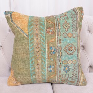 Antique Throw Pillow Cover 16x16 -Lumbar Pillows -Patterned Pillow -Turkish Pillow -Rug Kilim Pillow -Antique Pillow Case-Ethnic Pillow Case