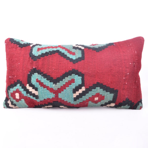 Turkish Kilim Pillow, 12x24 Vintage Kilim Pillow, Handmade Kilim Pillow, Boho Accent Pillow, Throw Pillow, Kilim Cushion Cover, Home Decor