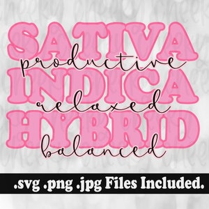 Sativa Indica Hybrid Svg Png Jpg Instant Download- Cutting File- Sublimation Art- Stoner Humor-