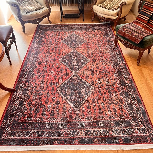 Rug 9x12, Turkish Rug 6x9, Oriental Rug, Red Rug, Vintage Rug 8x10, Boho Rug, Area Rug, Bohemian Rug Style, Rug For Living Room, Carpet