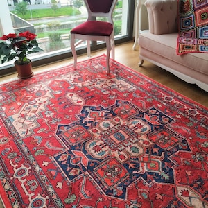 Red Rug, Bohemian Vintage Rug 8x10,Persian Rug, Area Rug, Rug 6x9, Turkish Rug, Oriental Rug, Shag Rug Style, Rug For Living Room, Carpet