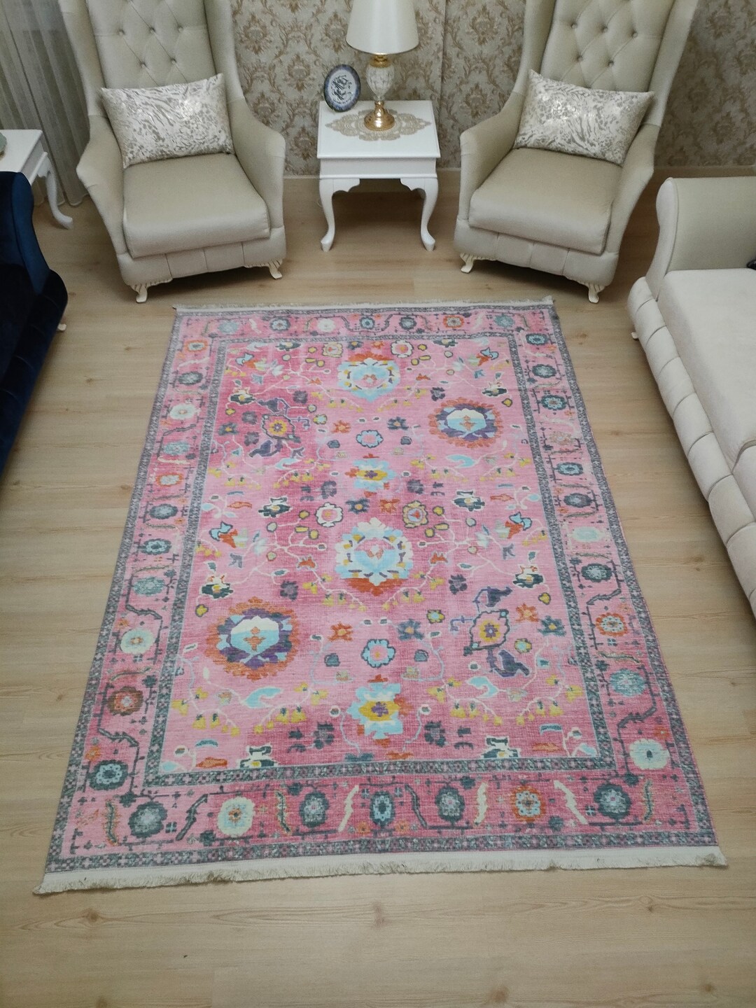 Pink Dream Rug 6x9, Turkish Rug 8x10, Oriental Pink Rug, Vintage Rug