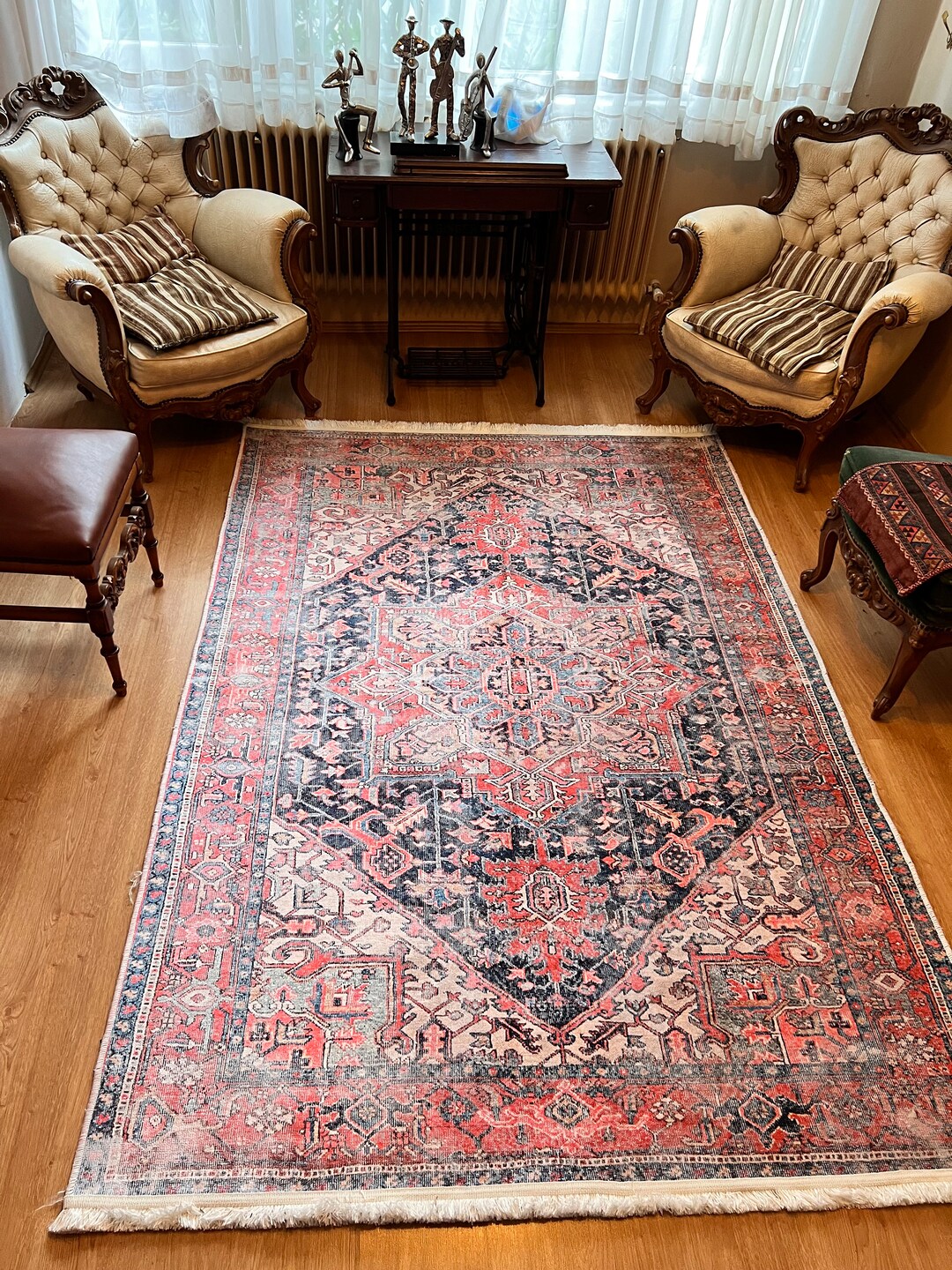 Rug Antique Turkish Pattern Red Hot Pink Oriental Rug Etsy