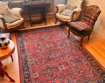 Vintage Red Rug, Rug 6x9 Turkish Rug 9x12, Red Rug 8x10, Oriental Rug,, Area Rug, Boho Rug, Bohemian Rug Style, Rug For Living Room, Carpet