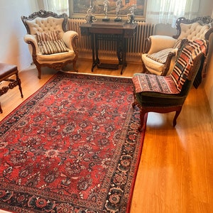 Alfombra roja vintage, alfombra 6x9 alfombra turca 9x12, alfombra roja 8x10, alfombra oriental, alfombra de área, alfombra boho, estilo alfombra boho, alfombra para sala de estar, alfombra imagen 2