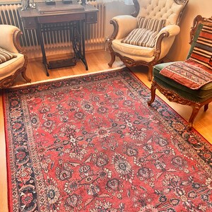 Alfombra roja vintage, alfombra 6x9 alfombra turca 9x12, alfombra roja 8x10, alfombra oriental, alfombra de área, alfombra boho, estilo alfombra boho, alfombra para sala de estar, alfombra imagen 6