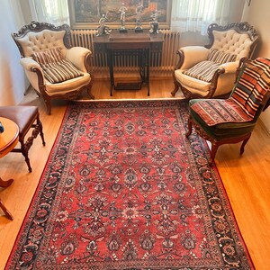 Alfombra roja vintage, alfombra 6x9 alfombra turca 9x12, alfombra roja 8x10, alfombra oriental, alfombra de área, alfombra boho, estilo alfombra boho, alfombra para sala de estar, alfombra imagen 5
