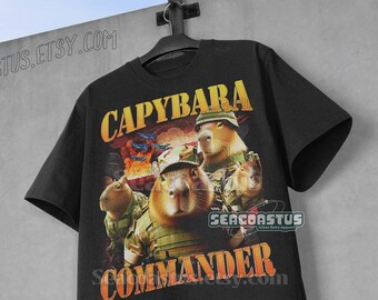Capybara Commander Vintage 90s T-shirt, Retro 90s Capybara