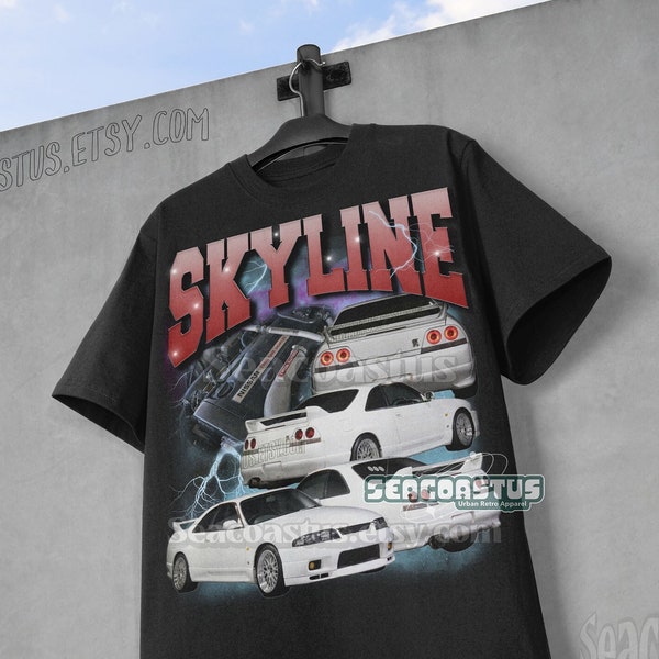 Skyline R33 GTR Vintage T-Shirt, Skyline R33 GT-R JDM Graphic T-shirt, RB26DETT, Retro 90's Fans shirt, Skyline R34, Jdm Gift