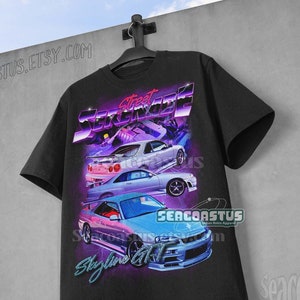 Skyline &quot;Street Serenade&quot; R34 Vintage T-Shirt, RB26DETT Skyline R34 JDM Graphic T-shirt, Retro 90&#39;s Fans shirt, Jdm Gift