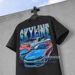 Limited Skyline R34 GT-T Vintage T-Shirt, Skyline R34 GT-R JDM Graphic T-shirt, Retro 90's Fans Homage shirt,  Skyline R34 T-shirt, Jdm Gift