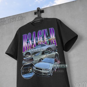 Limited Skyline R34 GT-R Vintage T-Shirt, Skyline Gtr Graphic T-shirt, Jdm Retro 90's Homage T-shirt, Jdm Gift