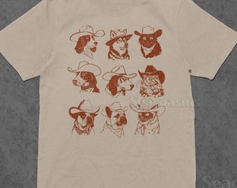 Cowboy Pets T-Shirt, Western Cat and Dog Shirt, Funny Animal Cowboy Tee, Rustic Rodeo Style Top, Country Pet Graphic Shirt