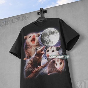 Possums Howling at Moon Vinatge Shirt, Retro Opossum Lover Tshirt, Meme Shirt, Funny Possum Tee, Cotton Unisex Shirt, Gag tee, Possum Gifts
