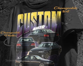 Your Car On T-Shirt, Personalized Japanese Tuner Tee, Retro 90s Drift Auto Top, Vintage JDM Auto Shirt, Custom Import Car Gift