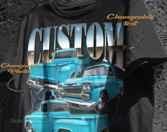 Custom Truck Shirt, Personalized Pickup Truck Shirts, Car Photo Shirt,  Vintage Pickup truck, American Muscle, Dad Husband Car Shirt