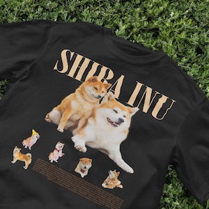 Koszulka Shiba Inu, Uroczy T-shirt z Rasą Psa, Koszulka Streetwear, Koszulka Retro Estetyczna, Idealny Prezent dla Miłośników Psów, Koszulka Retro Pop, Projekt Dla Zwierząt