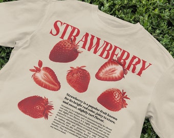 Cute Strawberry T-Shirt, Cottagecore Aesthetic Tee, Harajuku Style Fruit Top, Indie Soft Girl Fashion, Y2K Vintage Shirt, Tropical Apparel
