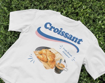 Croissant T-Shirt, Simple Shirt, Vintage Shirt, Positivity, Y2K aesthetic Clothing, Retro shirt, Cute shirt, Minimalist shirt, nostalgia
