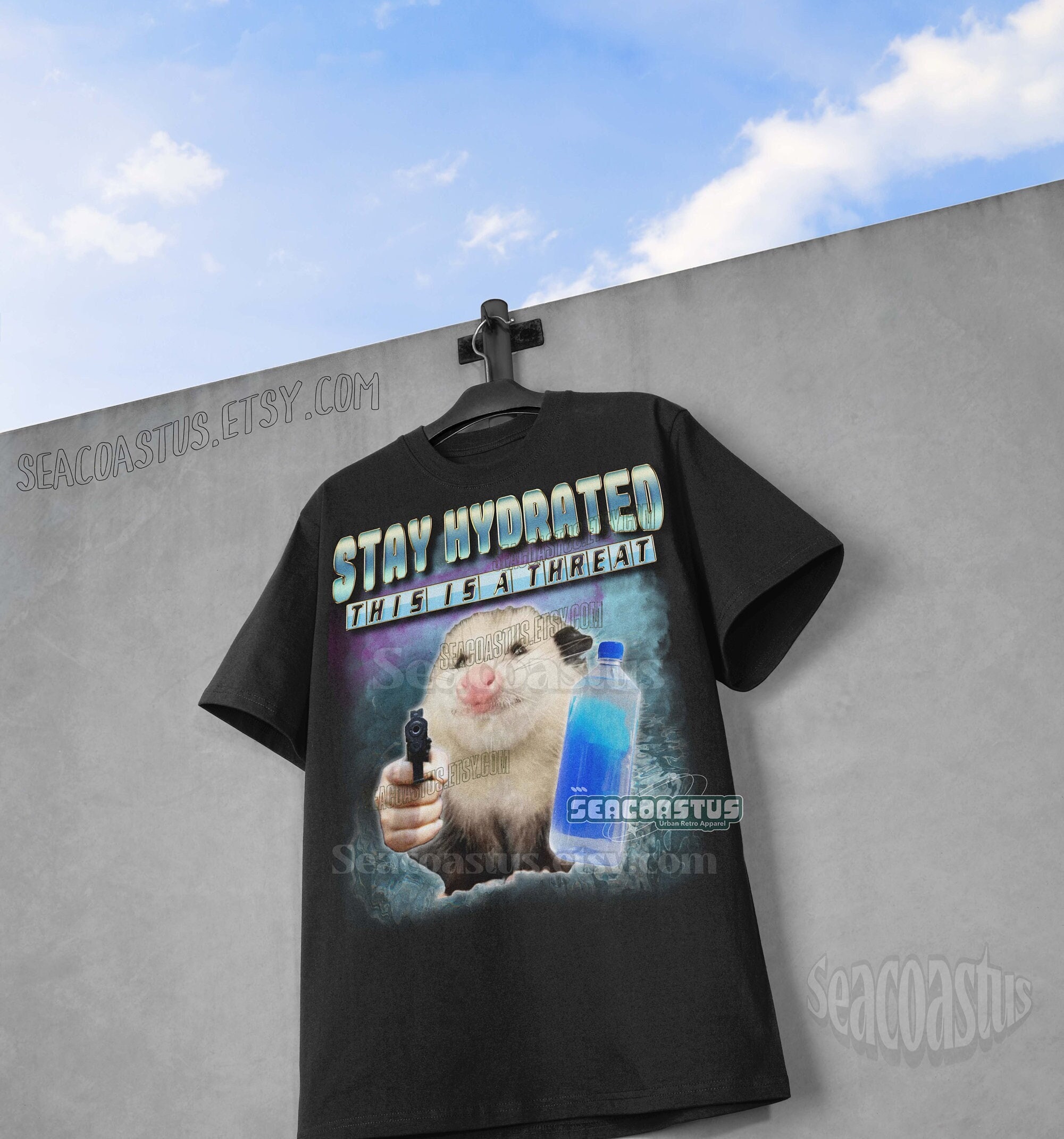 Stay Hydrated This Is A Threat Retro T-Shirt, Funny Possum shirt, Sarcastic Sayings Shirt, Vintage 90s Gag Shirt, Funny Rat, Meme Unisex Tee
