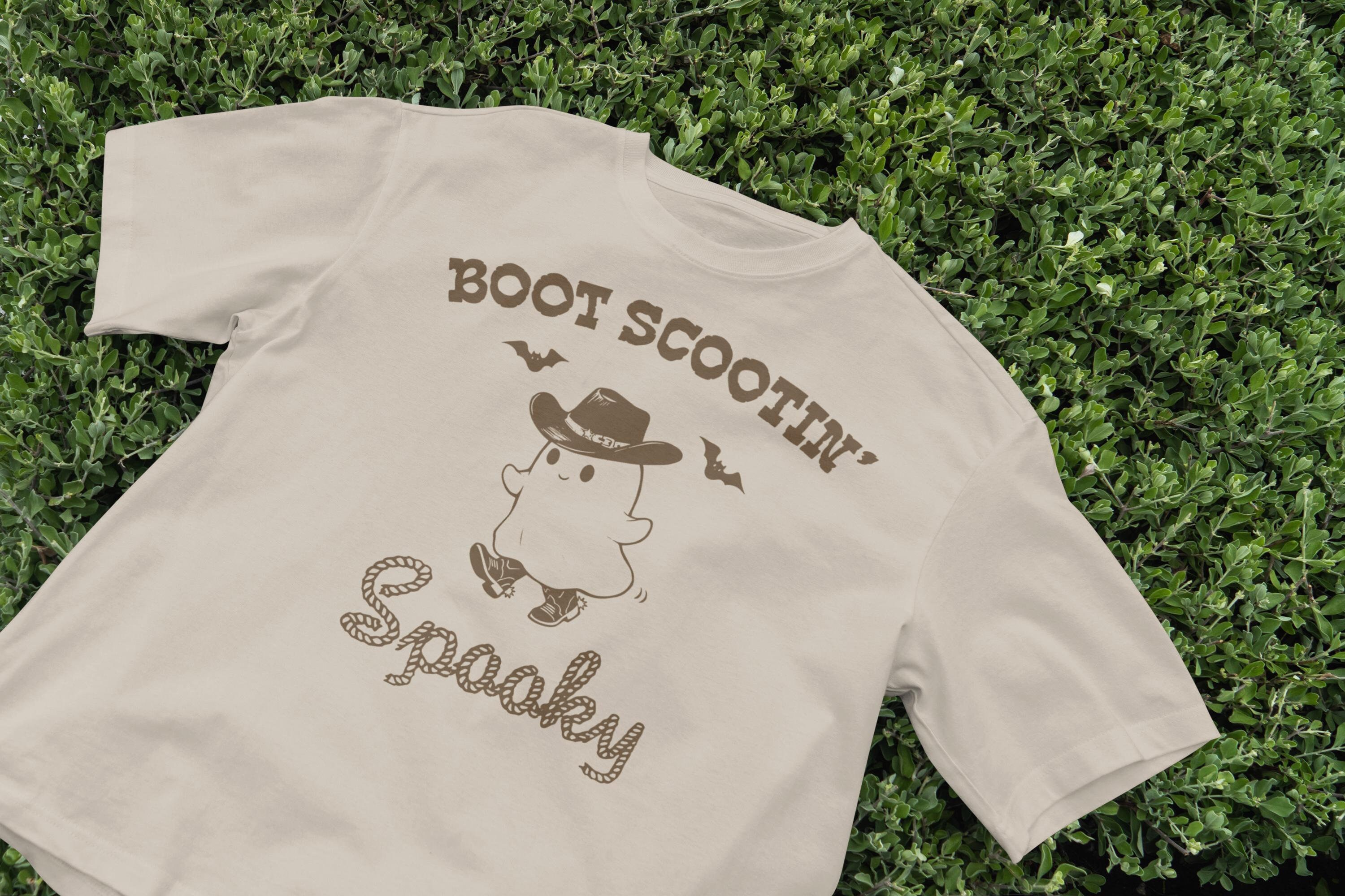 Boot Scootin T-Shirt, Cute Ghost Western Tee, Cowboy Halloween Shirt, Retro 90s Vintage Top, Funny Spooky Outfit, Halloween Party Shirt