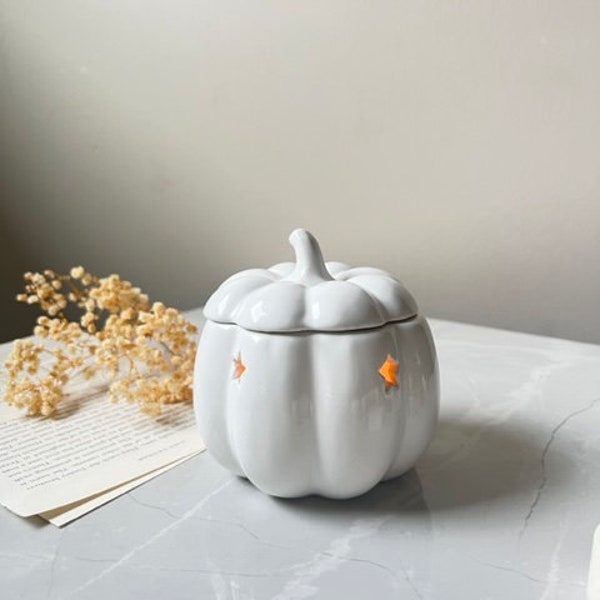 WHITE PUMPKIN WAX Burner | Pumpkin Wax Burner | Oil Burner | Pumpkin Lantern Burner | Halloween | Autumn Home Decor | Fall Decorations |