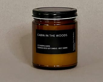 Candela Cabin in the Woods: cera di soia e cocco, profumo legnoso (8 oz)