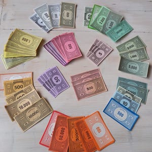 100 Stück MONOPOLY Geldscheine ~ Vintage Spielgeld ~ Vintage Papier ~ Scrapbook Zubehör ~ Ephemera ~ Original