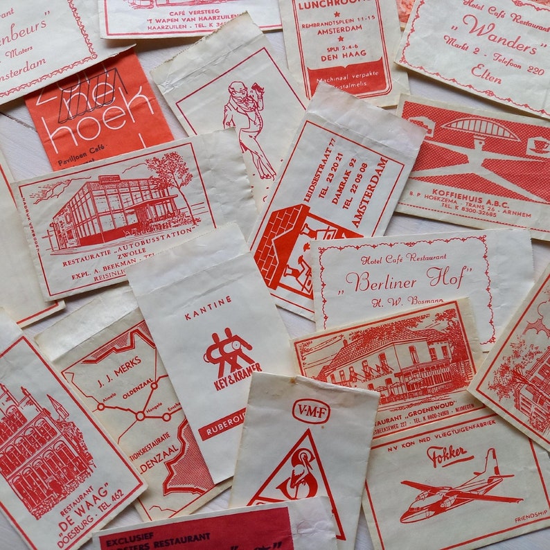 20 vintage RED Sugar Bags Sugar Packet Old sugar BAGS Ephemera Mini
